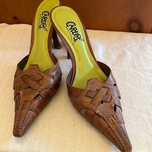 Carlos Santana mules leather upper color tan size 7.5